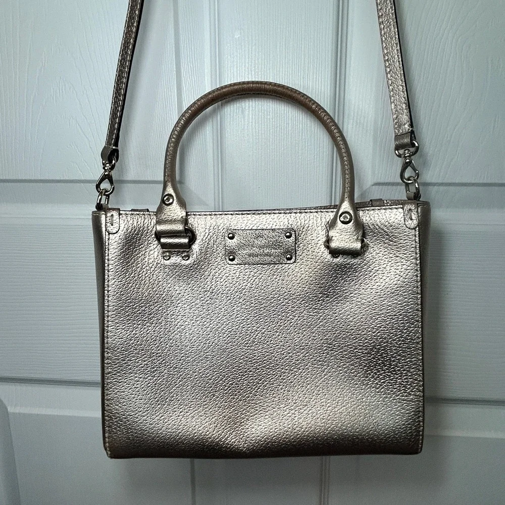 Kate‎ Spade Wellesley Quinn Metallic Gold Leather Tote Shoulder Bag Purse